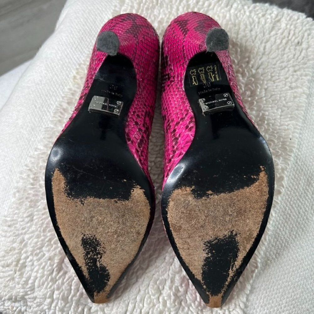 MICHAEL KORS Pink Python Leather Heels In Size 38 - Picture 9 of 9